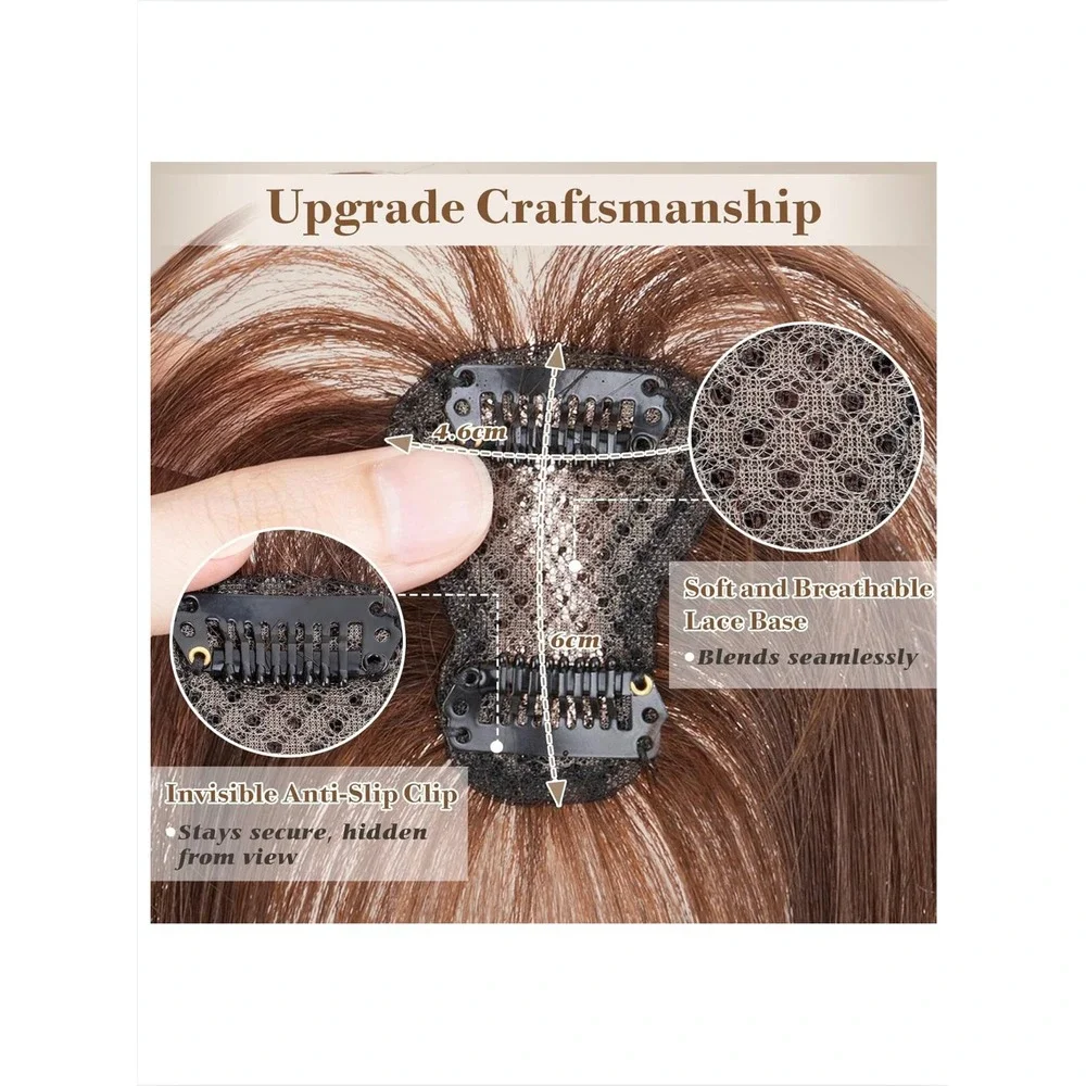 S-noilite Clip in Bangs 100% Real Human Hair 3D Air Bangs Dark Brown Natural